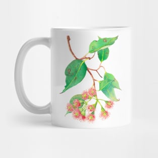 Red flowering eucalyptus branch watercolour Mug